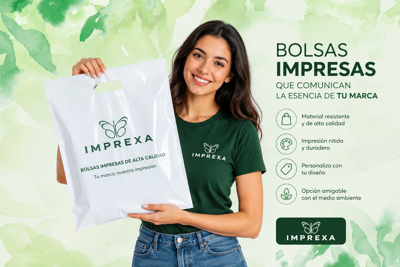 Bolsas impresas biodegradables fabricadas por Imprexa